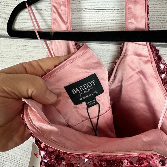 Bardot Junior Girl's Pink Azalea Sequin Halter Neck Party Dress Size 12 - Picture 10 of 12